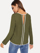 Keyhole Back Contrast Binding Top