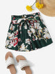 Floral Print Belted Shorts