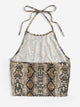 Snakeskin Print Crop Halter Top