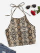 Snakeskin Print Crop Halter Top