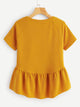 Dip Hem Raglan Sleeve Peplum Top