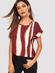 Cuffed Sleeve Color Block Top