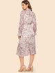 Tie Neck Ruffle Hem Floral Dress