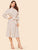 90s Flounce Cutout Shoulder Dot Print Belted Dress