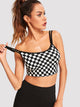 Double Strap Checked Crop Cami Top