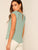 Gathered Neck Buttoned Keyhole Back Blouse