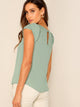 Gathered Neck Buttoned Keyhole Back Blouse