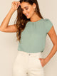 Gathered Neck Buttoned Keyhole Back Blouse