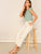 Gathered Neck Buttoned Keyhole Back Blouse