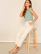 Gathered Neck Buttoned Keyhole Back Blouse