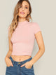 Mock Neck Rib Knit Top