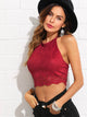 Scallop Laser Cut Suede Halter Top
