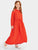 Girls Half Placket Flower Embroidered Crinkle Maxi Dress