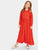 Girls Half Placket Flower Embroidered Crinkle Maxi Dress