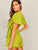 Surplice Neck Neon Lime Wrap Knotted Romper