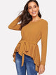 Self Belted Asymmetrical Hem Top