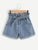 Self Belted Rolled Hem Denim Shorts