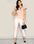 Contrast Binding Keyhole Flutter Sleeve Top