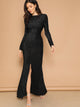 Open Back Split Hem Glitter Prom Dress