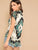 Curved Hem Scarf Print V Neck Top