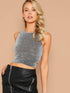 Cross Wrap Hem Glitter Tank Top