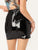 Zip Back Faux Patent Slim Skirt