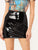 Zip Back Faux Patent Slim Skirt