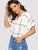 V-neck Striped Flounce Sleeve Blouse