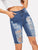 Zip Fly Ripped Denim Shorts