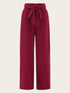 Foldover Waist Self Belted Palazzo Pants