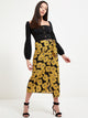 Knot Waist Contrast Stitch Trim Floral Wrap Skirt