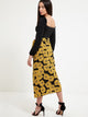 Knot Waist Contrast Stitch Trim Floral Wrap Skirt