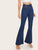 Dark Wash Button Detail Flare Hem Jeans