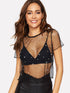 Pearl Beaded Geo Mesh Top Without Bra