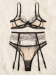 Floral Lace Sheer Garter Lingerie Set