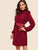 Frilled Trim Blouson Sleeve Belted Dress