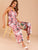 Floral Print Zip Back Belted Cami Jumpsuit
