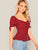 Button Through Shirred Heart Print Peplum Top