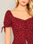 Button Through Shirred Heart Print Peplum Top