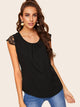 Contrast Lace Sleeve Blouse