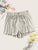 Drawstring Waist Lettuce Trim Pleated Shorts