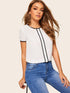 Contrast Binding Keyhole Back Top