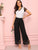 Laser Cut Panel Wide Leg Pants