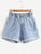 Plus Rolled Hem Pocket Denim Shorts