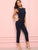 Contrast Lace Cuff Pleated Jumpsuit