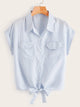 Striped Knot Hem Blouse