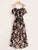 Self Tie Floral Print Tulip Hem Chiffon Dress