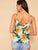 Double V-neck Tropical Print Cami Top