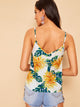Double V-neck Tropical Print Cami Top