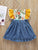 Toddler Girls Contrast Denim Floral Print Babydoll Dress